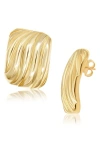 Shymi Oversized Textured Square Statement Earrings In Gold