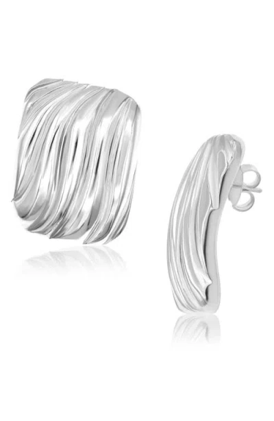 Shymi Oversized Textured Square Statement Earrings In Silver