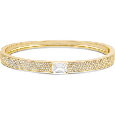 Shymi Pavé Center Stone Bangle In Clear