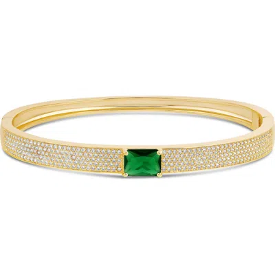 Shymi Pavé Center Stone Bangle In Green