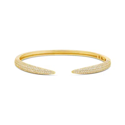 Shymi Pavé Claw Cuff Bangle - 18k Gold-filled, Rhodium Plated, Cubic Zirconia, Day To Night, Open Bangle In Green