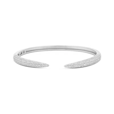 Shymi Pavé Claw Cuff Bangle - 18k Gold-filled, Rhodium Plated, Cubic Zirconia, Day To Night, Open Bangle In Pattern