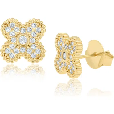 Shymi Pavé Clover Stud Earrings In Gold