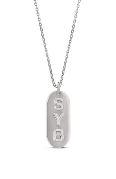 Shymi Pavé Cubic Zirconia Name Tag Pendant Necklace In Silver