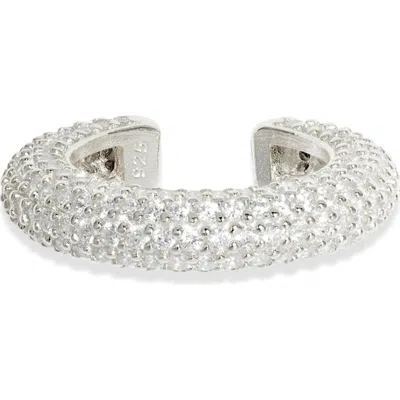 Shymi Pavé Ear Cuff In Silver/white