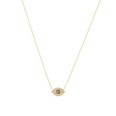Shymi Pavé Evil Eye Necklace - .925 Sterling Silver, 14k Gold-plated, Cubic Zirconia Pavé Detailing, Adjus