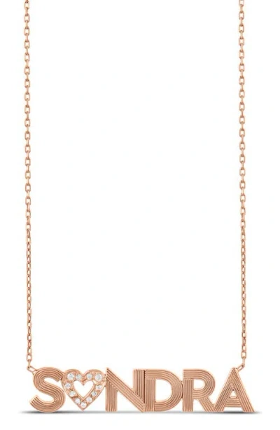 Shymi Pavé Heart & Fluted Name Pendant Necklace In Gold