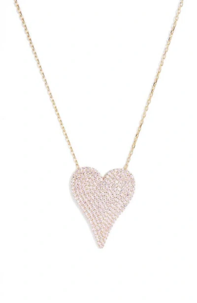 Shymi Pavé Heart Pendant Necklace In Gold/light Pink