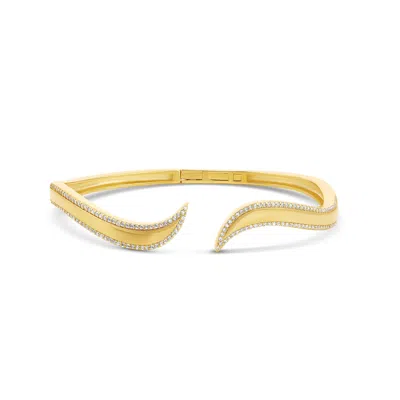 Shymi Pav Outline Curl Cuff Bangle In Gold