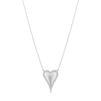 Shymi Pavé Outline Heart Necklace - .925 Sterling Silver, 14k Gold-plated - Rhodium Plated, Cubic Zirconia