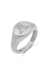 Shymi Pavé Signet Initial Ring In Metallic
