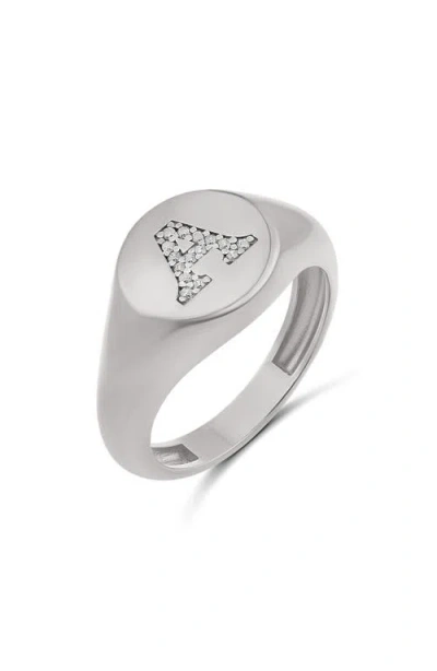 Shymi Pavé Signet Initial Ring In Metallic