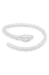 Shymi Pavé Snake Bypass Bracelet In Silver