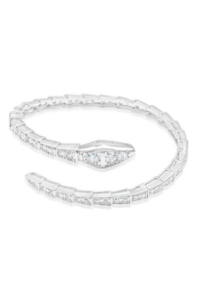 Shymi Pavé Snake Bypass Bracelet In Silver