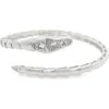 Shymi Pavé Snake Flexible Bangle In Silver