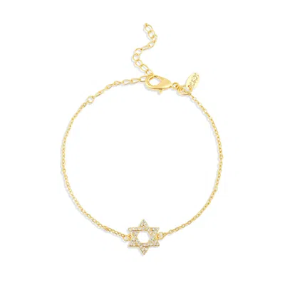 Shymi Pave Star Of David Bracelet - 18k Gold-filled, Rhodium Plated, Cubic Zirconia, Adjustable Size, Day  In Red