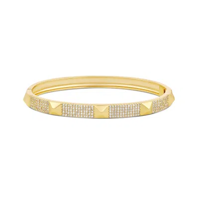 Shymi Pave Studded 5 Row Bangle - 18k Gold-filled, Rhodium Plated, Cubic Zirconia, Day To Night