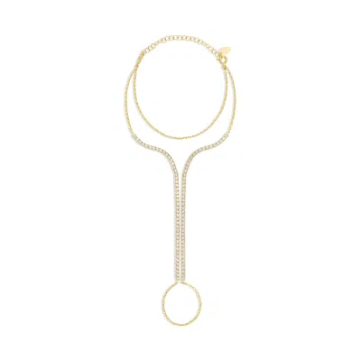 Shymi Pavé Tennis Hand Chain - .925 Sterling Silver, 14k Gold-plated, Rhodium Plated, 6" With 2" Extender,