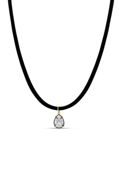Shymi Pear Cubic Zirconia Pendant Necklace In Black