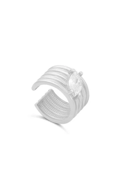 Shymi Pear Cubic Zirconia Single Ear Cuff In Silver