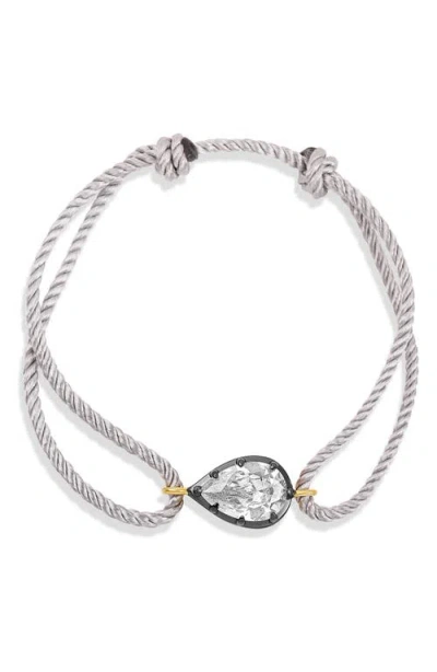 Shymi Pear Shape Adjustable Cord Bracelet In Silver