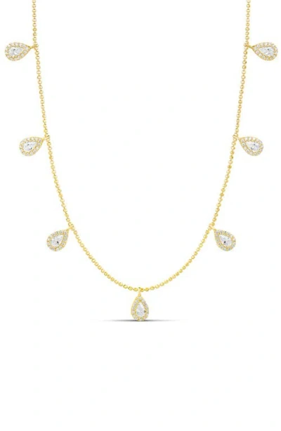 Shymi Pear Shape Cubic Zirconia Drop Necklace In Gold