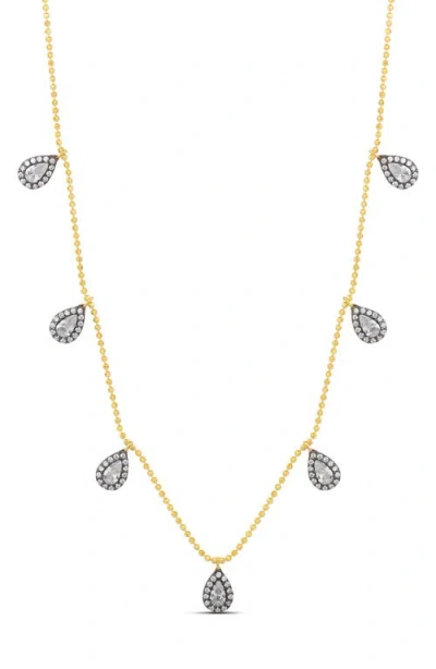 Shymi Pear Shape Cubic Zirconia Drop Necklace In Multi