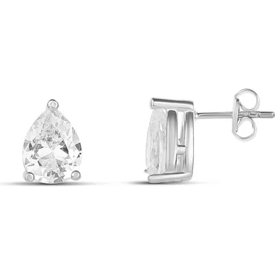 Shymi Pear Shape Prong Set Stud Earrings In Metallic