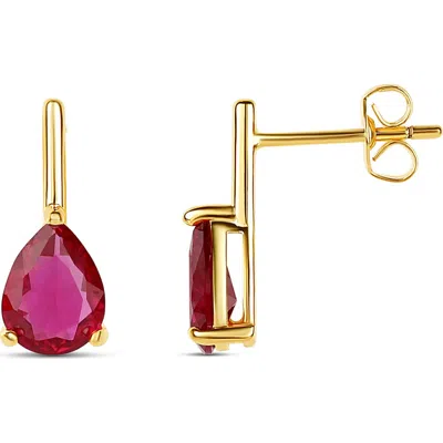 Shymi Pear Stone Mini Drop Earrings In Pink Gold