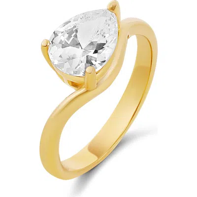 Shymi Pear-cut Cubic Zirconia Wave Ring In Gold