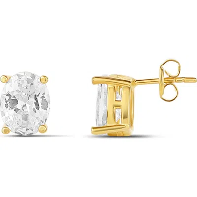 Shymi Prong Set Oval Stud Earrings In Gold