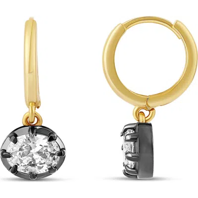 Shymi Prong-set Oval Cubic Zirconia Drop Earrings In Gold