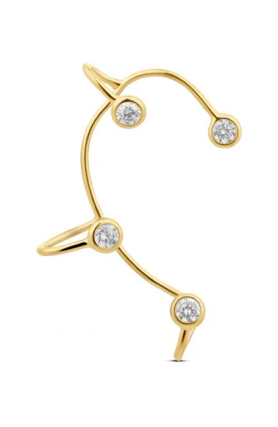 Shymi Round Bezel Set Cubic Zirconia Ear Cuff In Gold