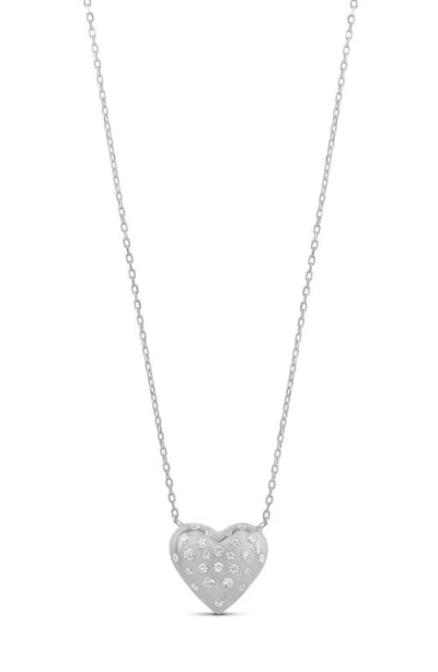 Shymi Scattered Stone Puffy Heart Necklace In Metallic