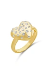 Shymi Scattered Stone Puffy Heart Ring In Brown