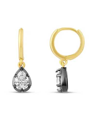 Shymi Prong Set Pear Drop Hoop Earrings In Gold