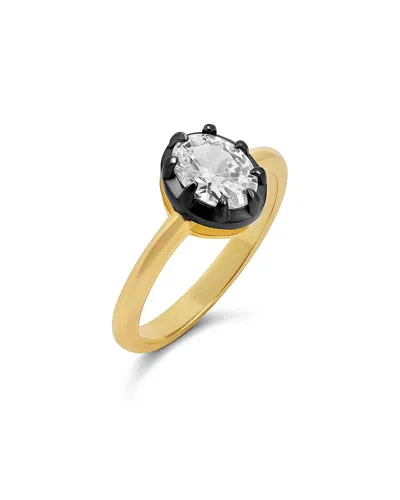 Shymi Black Rhodium Cubic Zirconia Solitaire Ring In Gold