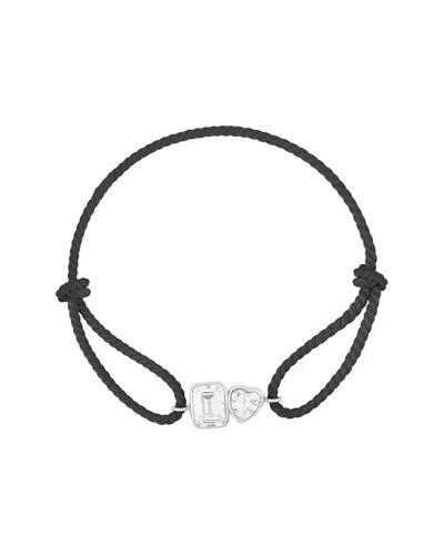 Shymi Cubic Zirconia Corded Slider Bracelet In Black