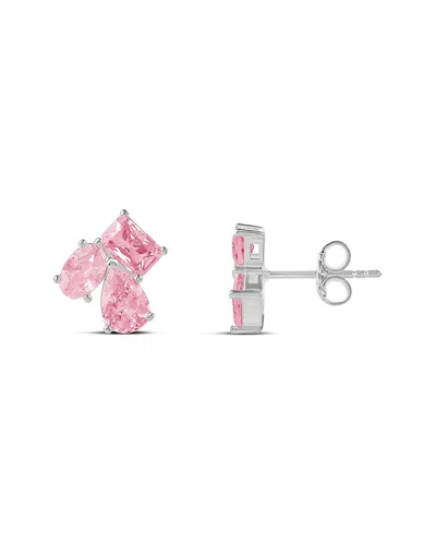 Shymi Multi Shape Cubic Zirconia Stud Earrings In Pink