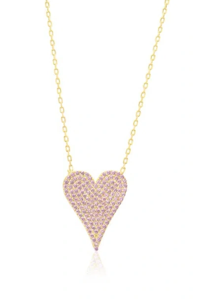 Shymi Small Pavé Heart Pendant Necklace In Pink