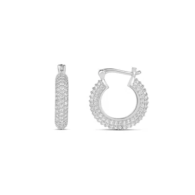 Shymi Thick Pavé Hoop Earrings In Silver