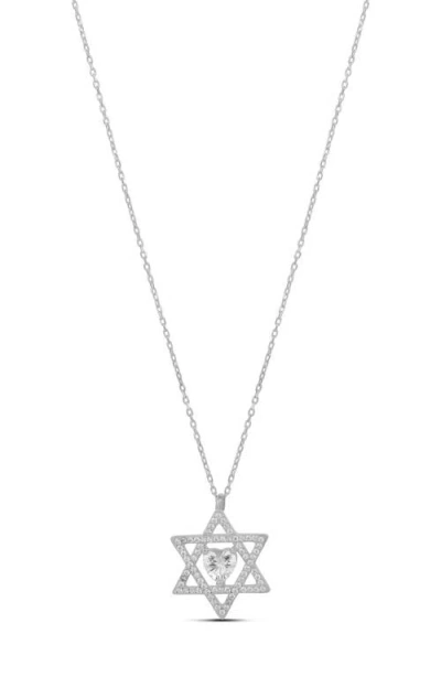 Shymi Star Of David Heart Cubic Zirconia Pendant Necklace In Silver