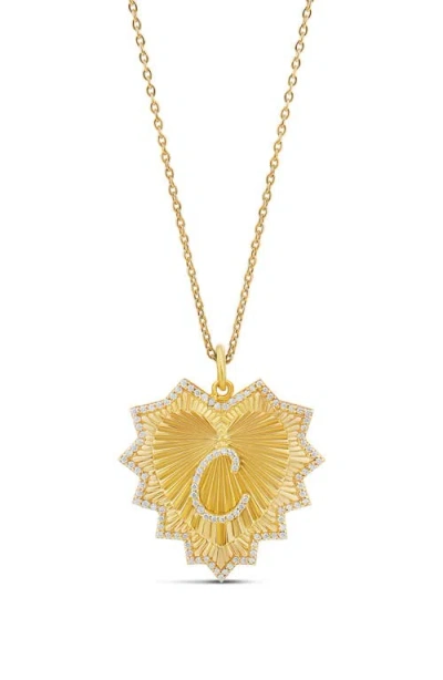 Shymi Starburst Pavé Inital Pendant Necklace In Gold