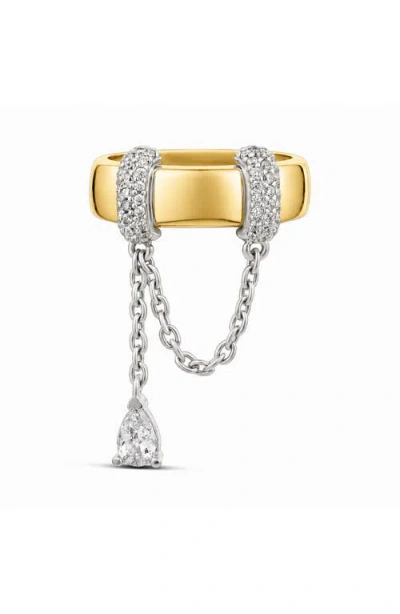 Shymi Statement Pavé Chain Ring In Silver