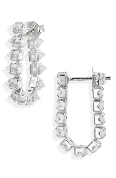 Shymi Tennis Chain Drop Earrings In Silver