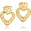 Shymi Textured Heart Drop Earrings In Gold