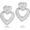 Shymi Textured Heart Drop Earrings In Silver