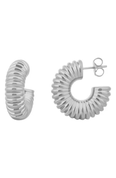 Shymi Textured Hoop Earrings In Metallic
