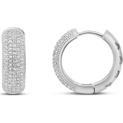 Shymi Thick Dome Pavé Hoop Earrings In Metallic
