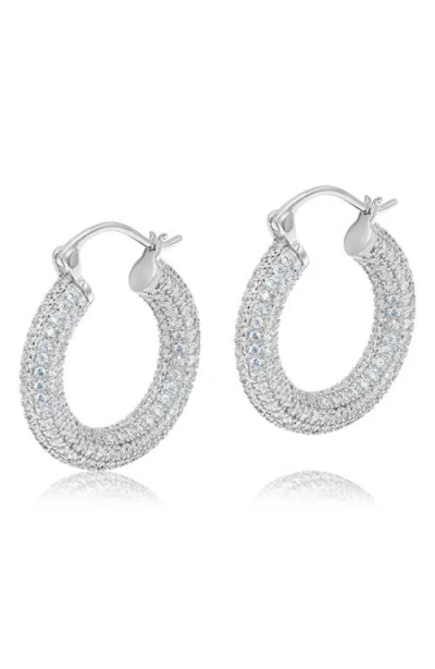 Shymi Thick Pavé Hoop Earrings In Silver